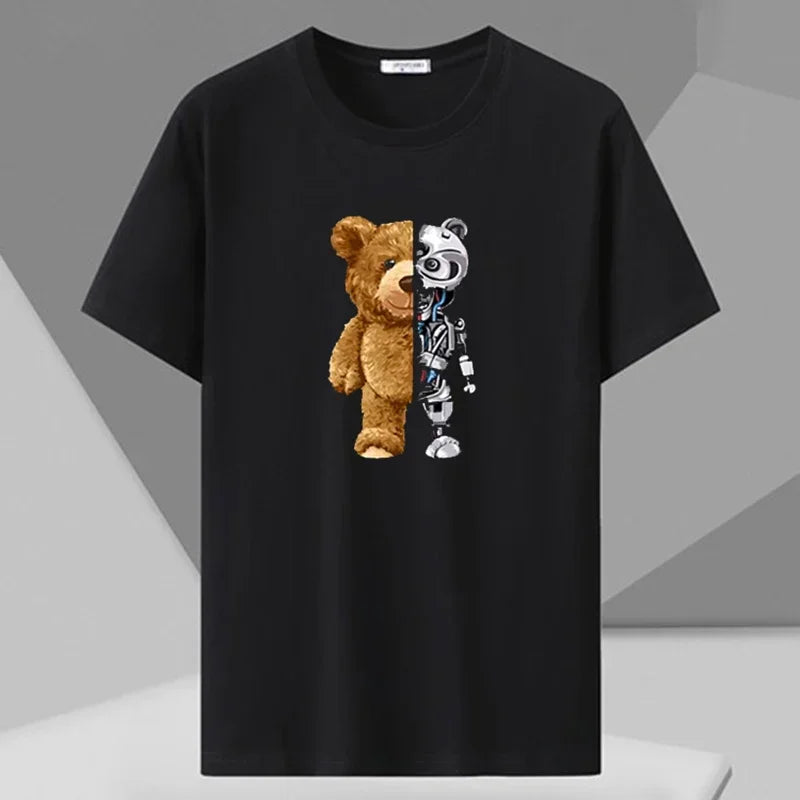 Men's Printed T-shirt Plus Size Black Tops 110-180kg 5XL 6XL 7XL 100% Cotton Loose Oversized Tees Big Size Men Clothing 티셔츠