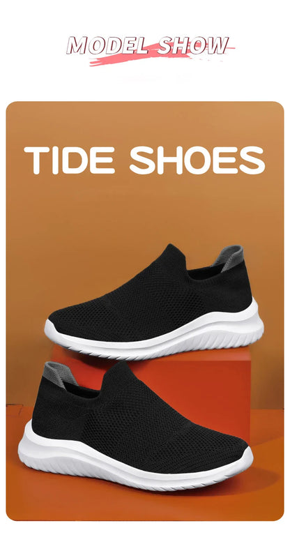 Men Shoes Sneakers Breathable Mesh Slip on Running Shoes Outdoor Non-Slip Couple Jogging Training Hiking Sports Shoes