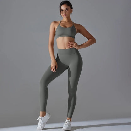 Ribbed Set Woman 2 Piece Seamless Yoga Set Gym Wear Push Up Sports Bra Leggings For Women Workout Outfit Sportswear Tracksuit