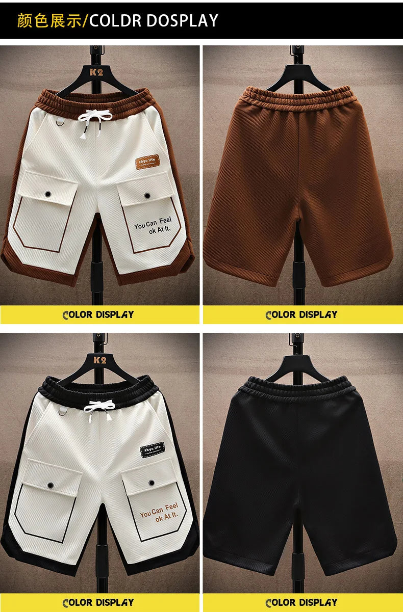 Running Shorts Men Casual Jogging Sport Short Pants patchwork Drawstring Loose Dry