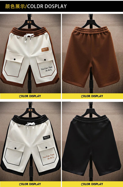 Running Shorts Men Casual Jogging Sport Short Pants patchwork Drawstring Loose Dry