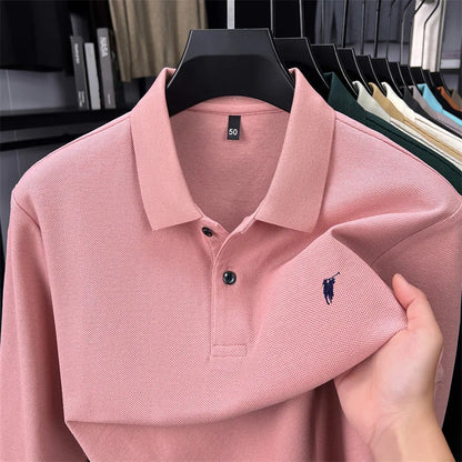 100% Pure Cotton Long Sleeved Men's Polo Shirt Hot Selling Brand Autumn Season Exquisite Pony Embroidery Breathable Top T-shirt