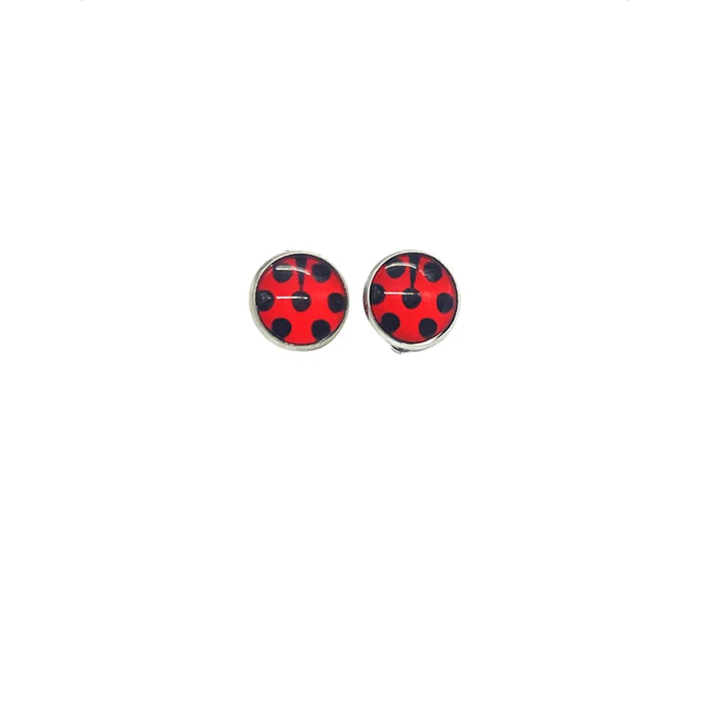 Girl Polka Dot Princess Dress Ladybug Dress Up Fur Ball Headband Black and Red Dress Halloween Cosplay costume Carnival Clothes
