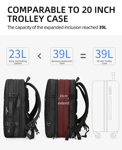 Heroic Knight Travel Backpack Men Business Backpack School Expandable USB Bag Large Capacity 15.6 Laptop Waterproof Backpack Bag