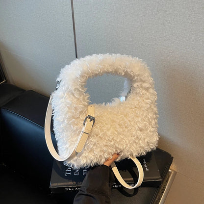 Plush Sweet Shoulder Bags for Women Cute Autumn and Winter 2025 New Versatile Fashion Large Capacity Women's Handbags
