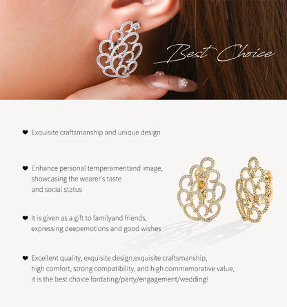Women's Earrings For Party S925 Silver Moissanite Earrings D VVS1 Yellow Gold Plated Gifts Sparkling Jewelry