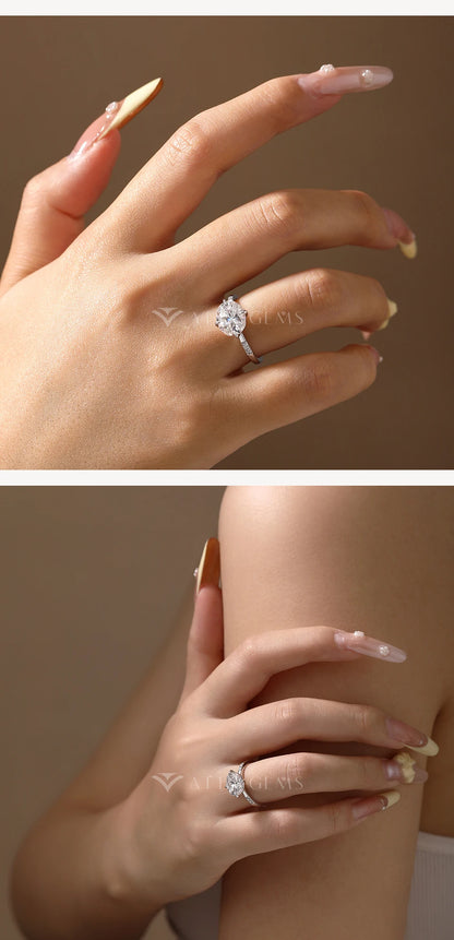 New Oval Cut 4.0CT Moissanite Rings for Women 925 Silver 18K Gold Plated Wedding Ring Exquisite Engagement Fine jewelry