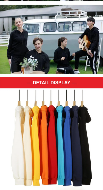 Fashion 9 Colors High-Quality Pullovers Custom Logo Printed Personal Group Brand Embroidery Men and Women 100% Cotton Hoodies