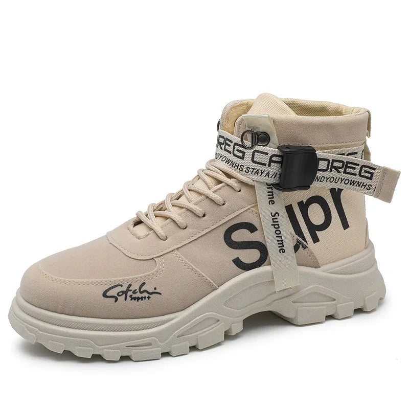 Cloth Men Boots High Top Ankle Boots British Style Men Casual Shoes Outdoor Breathable Walking Sneakers Comfortable Work Boots