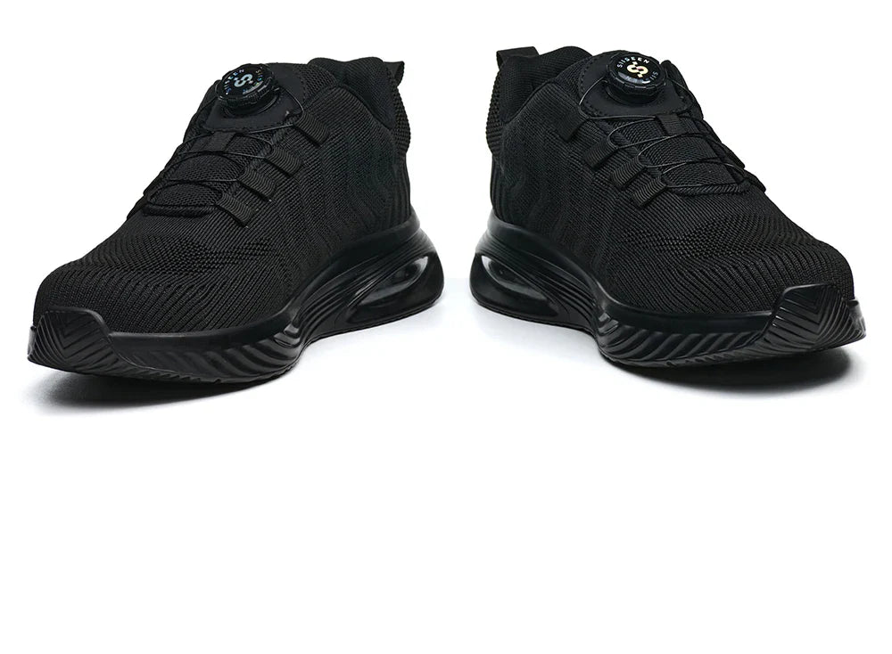 Men's Safety Shoes Anti-impact Lightweight Breathable Plastic Cap Toe Work Shoes Fashionable Button Design for Men