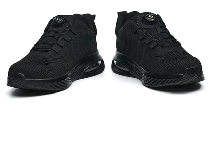 Men's Safety Shoes Anti-impact Lightweight Breathable Plastic Cap Toe Work Shoes Fashionable Button Design for Men