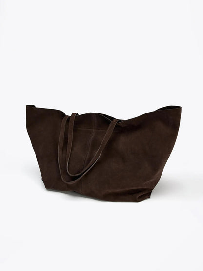 Ladies' single-shoulder bag, cowhide handbag, super large capacity shopping bag, solid-color single-shoulder tote bag, a gift fo