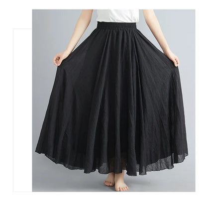 Fashion Cotton Linen Clothes Women Skirts Maxi Y2k Elegant Beach Saia Ropa Mujer Casual Vestido Boho Long Skirt Faldas Harajuku
