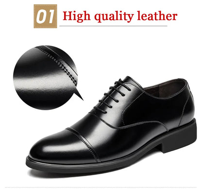 New Men 37-46 Men's Flat / 6CM Heightening Elevator Shoes Business Formal Leather Shoes Man British Casual Wedding Suit Shoes