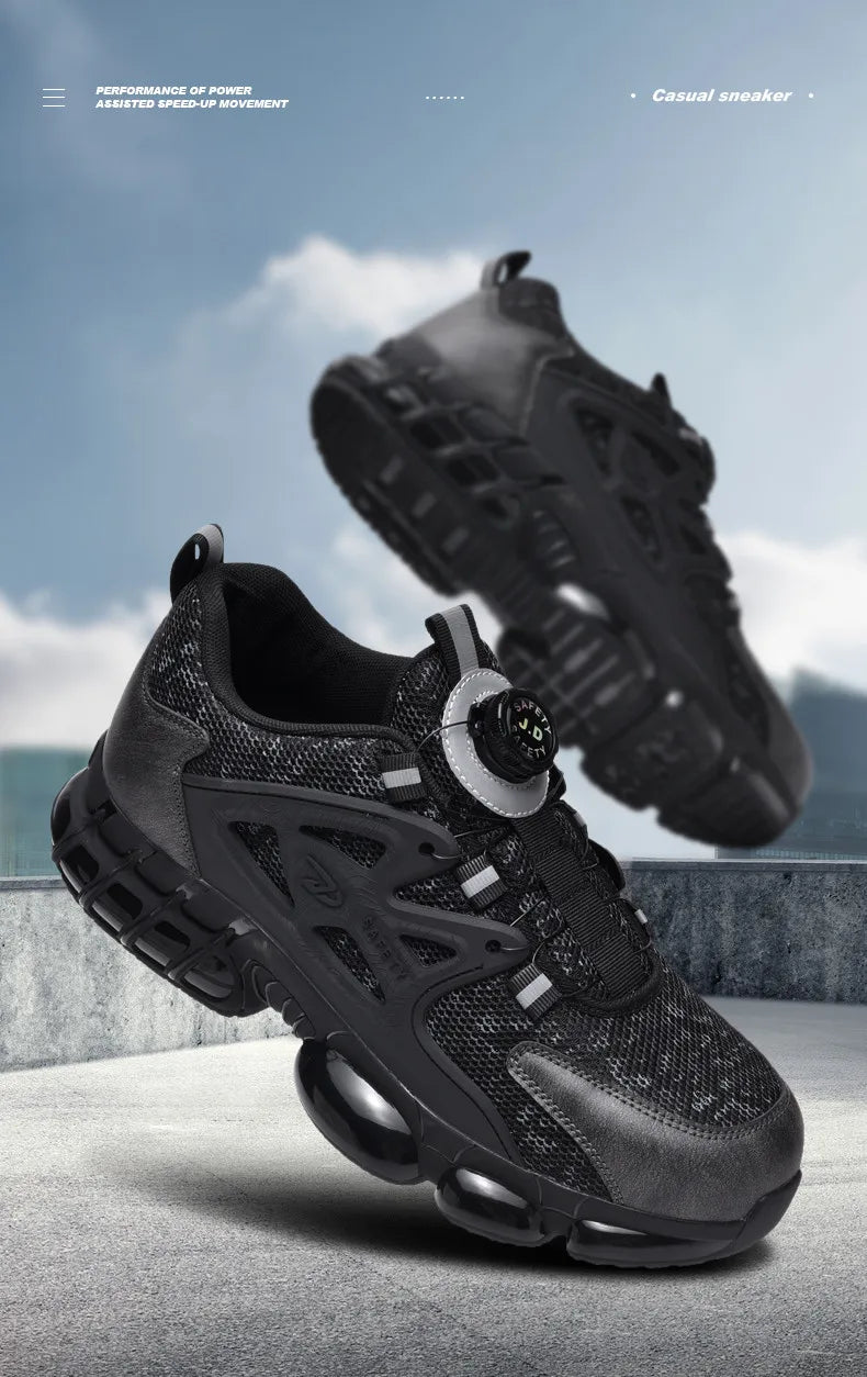 Anti-slip Safety Shoes Men Rotary Button Safety Shoes for Men Work Shoes Anti-smash Men's Sports Shoes Safety Pro