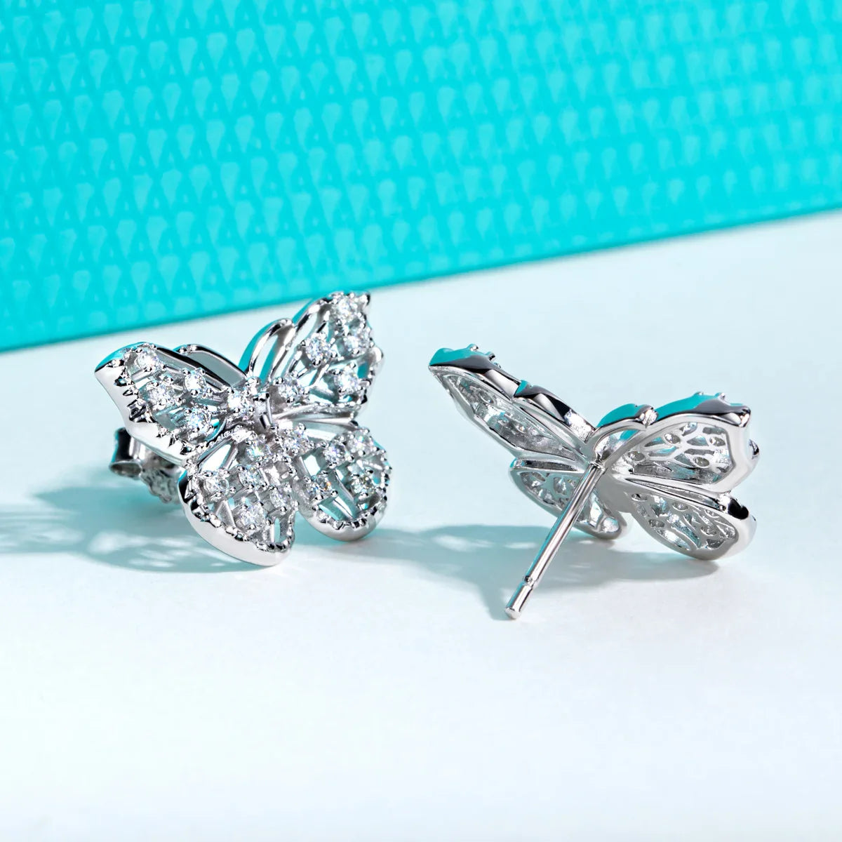 D Color 1.6mm Moissanite Butterfly Stud Earring 925 Sterling Silver 18K Plated Jewelry for Women Birthday Gifts