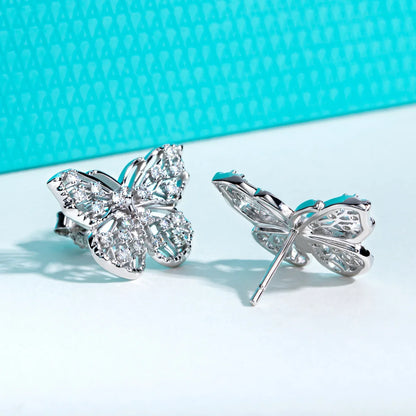 D Color 1.6mm Moissanite Butterfly Stud Earring 925 Sterling Silver 18K Plated Jewelry for Women Birthday Gifts