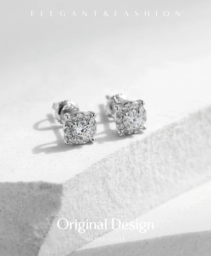 MODIAN D Color Moissanite Stud Earrings Round Cut Lab Created Diamond 925 Sterling Silver Silver Bridal Jewelry For Women Gifts