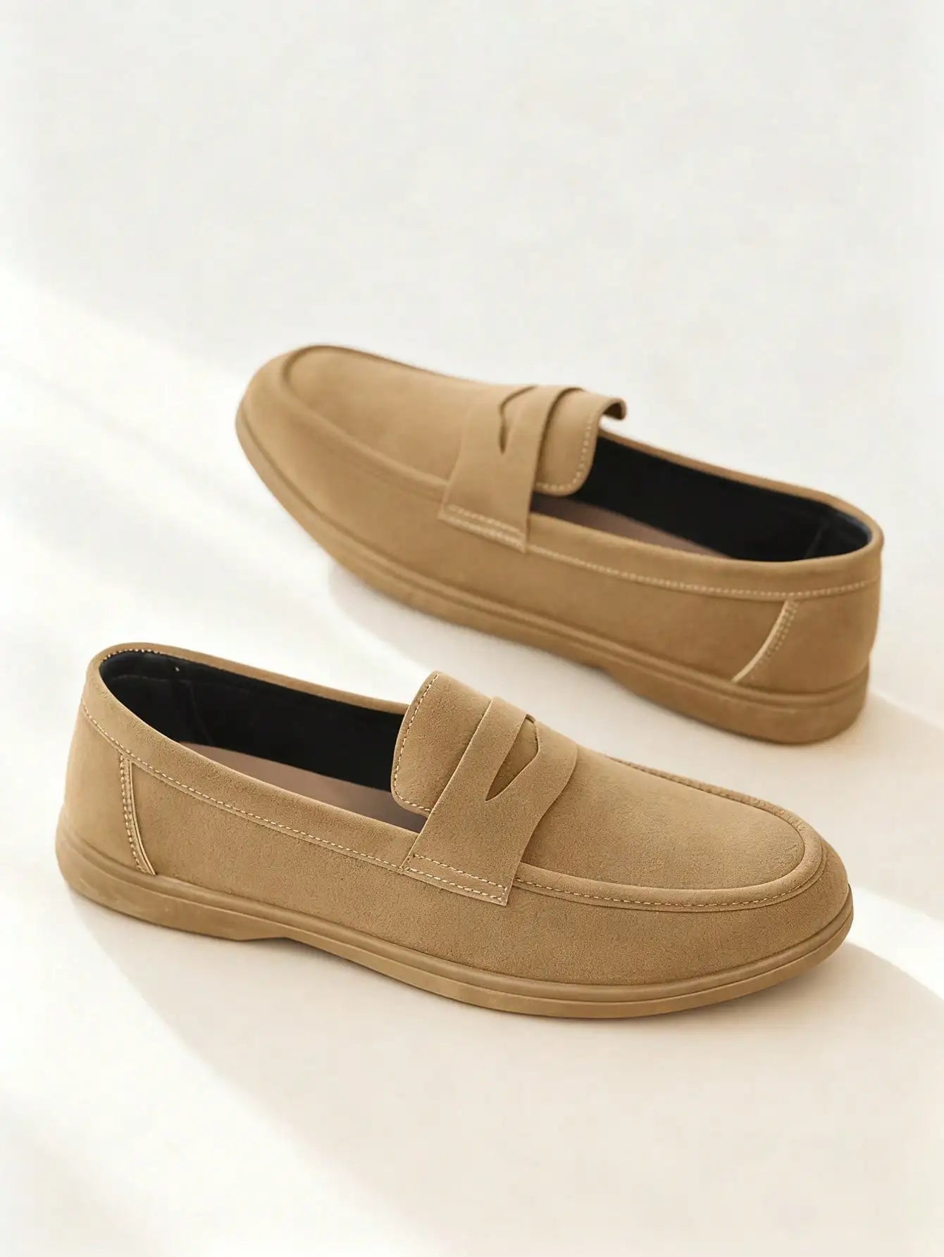 Business Commute Slip On Men's Loafers Preppy Breathable Suede Casual Shoes Outdoor Flats Non Slip Daily Walking Driving Shoes