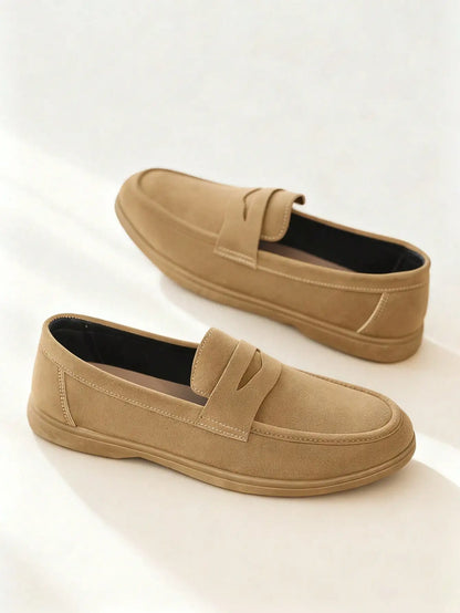 Business Commute Slip On Men's Loafers Preppy Breathable Suede Casual Shoes Outdoor Flats Non Slip Daily Walking Driving Shoes