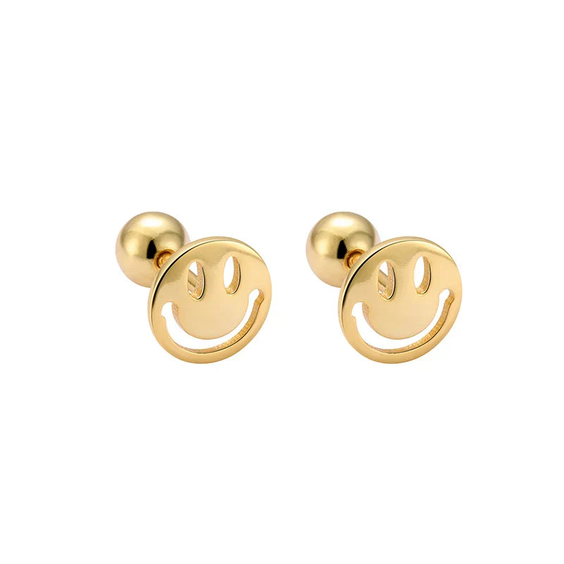 925 Sterling Silver Fashion Simple Golden Flower Beads Small Stud Earrings for Women Teen Piercing Jewelry Accessories