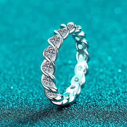 New 3mm Full Moisssanite Eternity Bands Sparkling Bride Wedding Women Rings 100% Pure 925 Silver Lab Diamond Jewelry