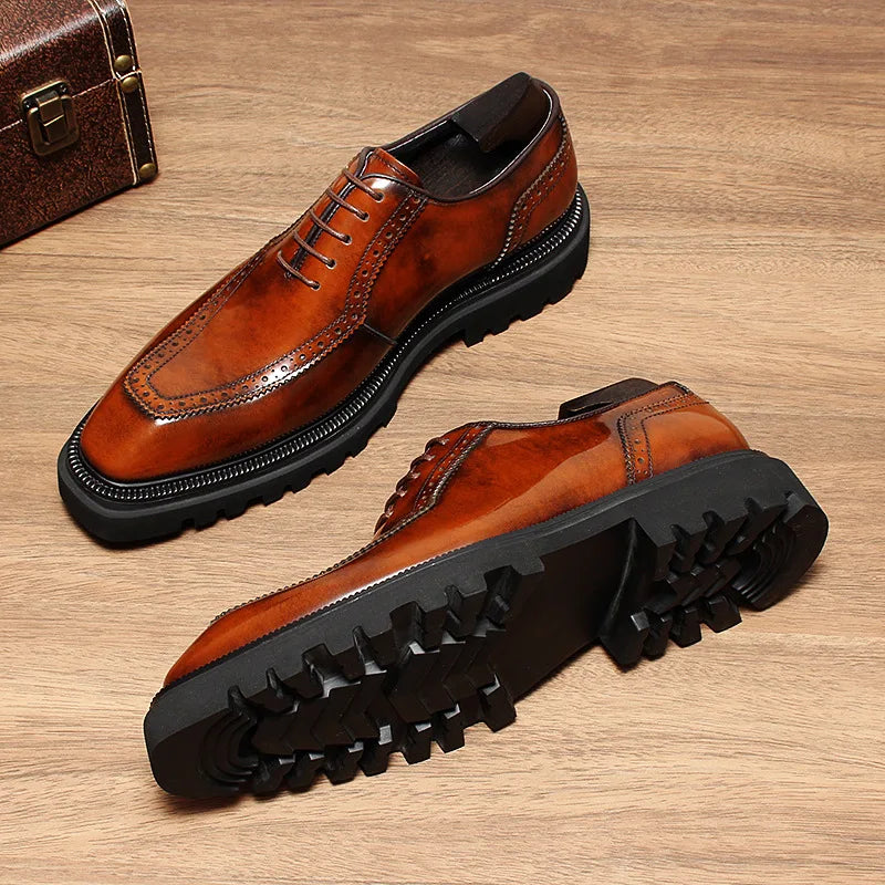 High Quality Height Increase Oxford Dress Shoes Men Genuine Cow Leather Suit Shoes Lift Brogues Wedding Formal Elevator Shoes