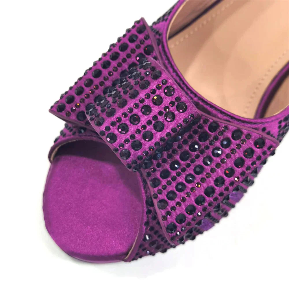 Black Color Elegant High Heels Nigeria Popular Design African Ladies Shoes And Bag Set for Wedding Party