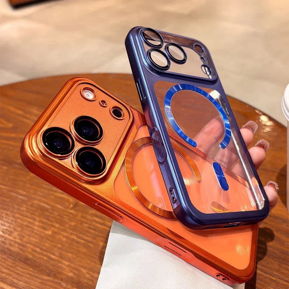 Plating Transparent For Magsafe Magnetic Case for IPhone 17 17Pro 17 Pro Max 17 Air Original Soft TPU Lens Protector Cover