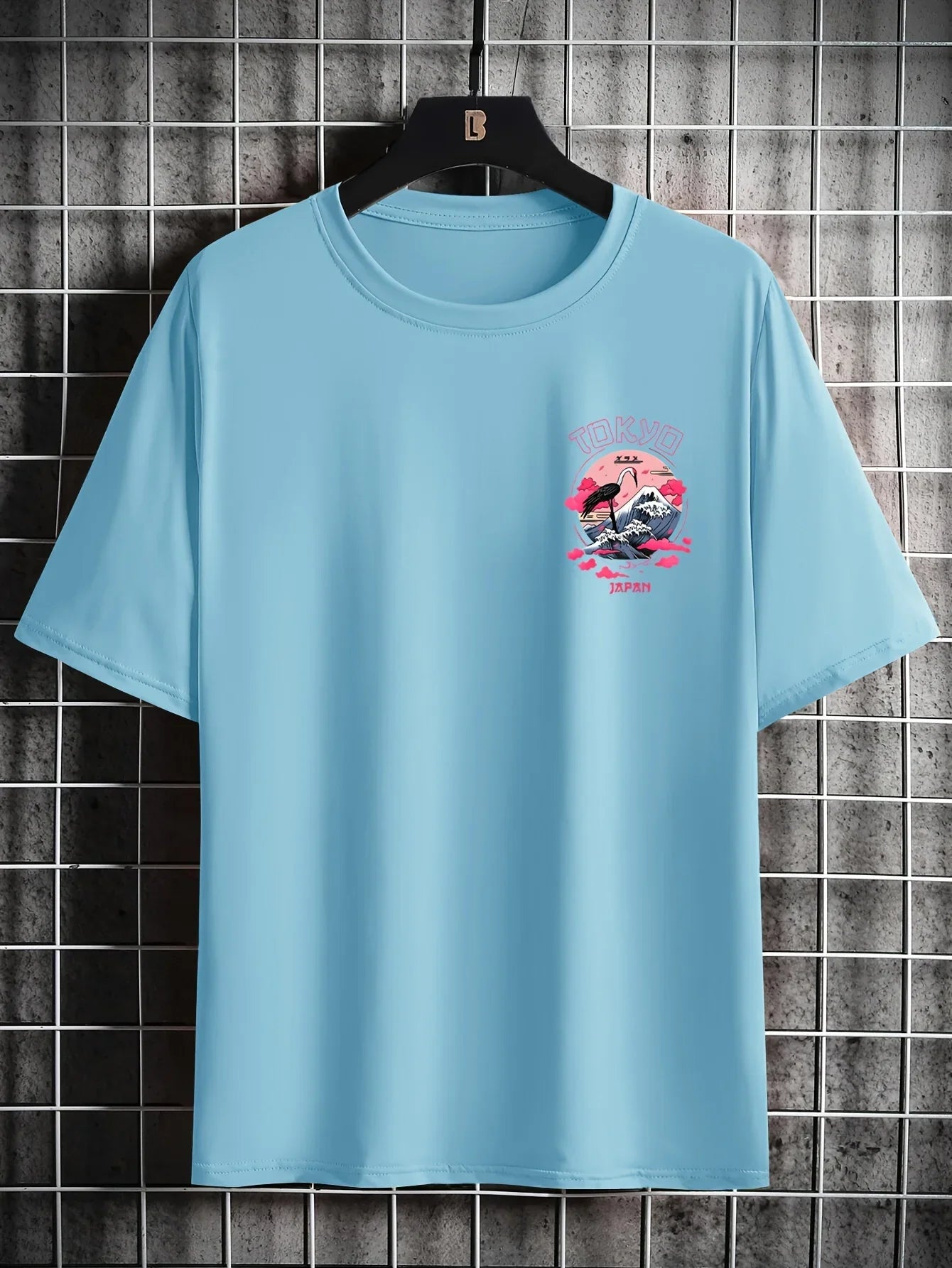 Men's summer 100% cotton Tokyo casual pattern printed fashionable and casual loose round neck short sleeved T-shirt top