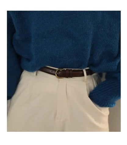 Small Leather Belt Ladies Jeans Belt Ladies 2024 New Belt Thin Retro Decorative Brown