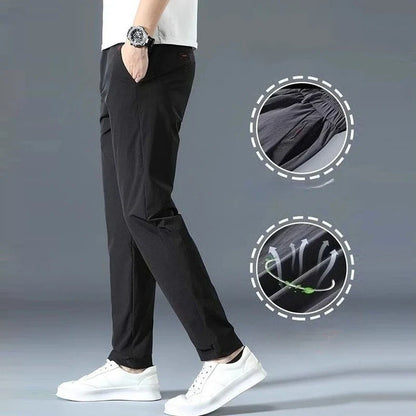 Men Summer Thin Casual Pants Trendy Fashion Classic Solid Color Versatile Straight Trousers Breathable Daily Outdoor Streetwear