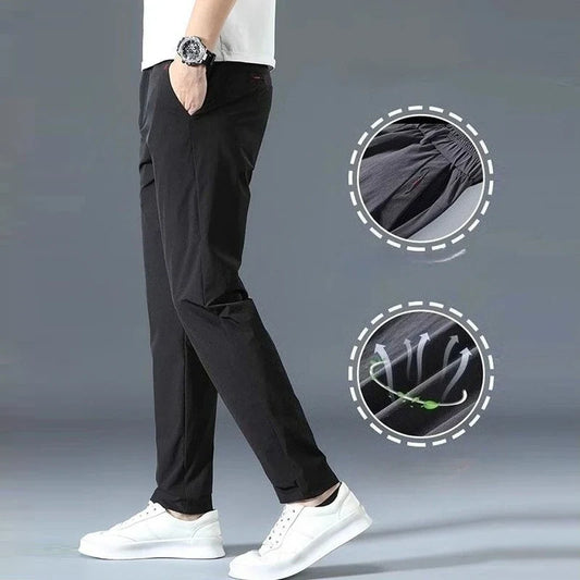 Men Summer Thin Casual Pants Trendy Fashion Classic Solid Color Versatile Straight Trousers Breathable Daily Outdoor Streetwear