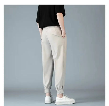 Pleats Men's Casual Harem Pants Japanese Style Fashion Loose Pants Harajuku Male Feet Solid Color Youth Trousers Streetwear