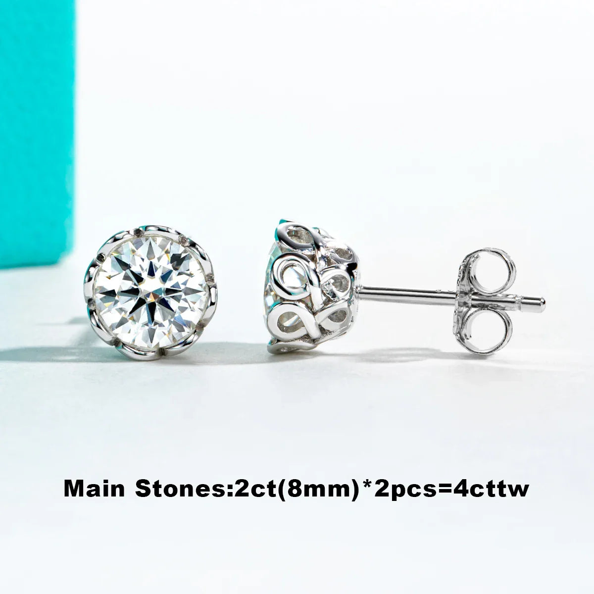 2cttw-6cttw Moissanites Diamond Earrings 925 Sterling Silver D Color VVS1 Moissanite Classic Stud Earrings For Woman