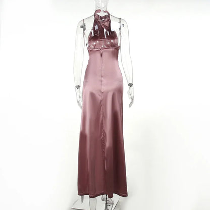 Womens Elegant Long Formal Evening Cocktail Party Dress Sexy High Split Ruched Bodycon Wedding Guest Bridemaid Maxi Dress