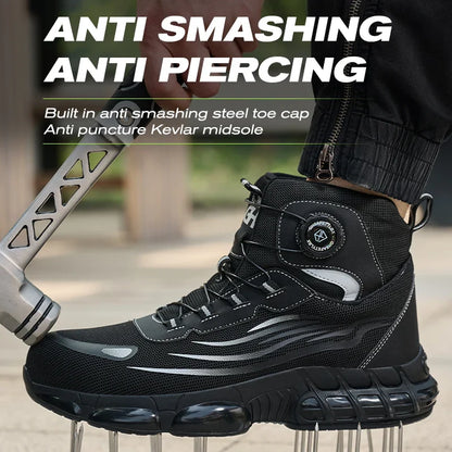 Rotating Buttons Safety Shoes Men Waterproof Steel Toe Safety Footwear Work Boots Men Anti-smash Anti-puncture Protective Boots