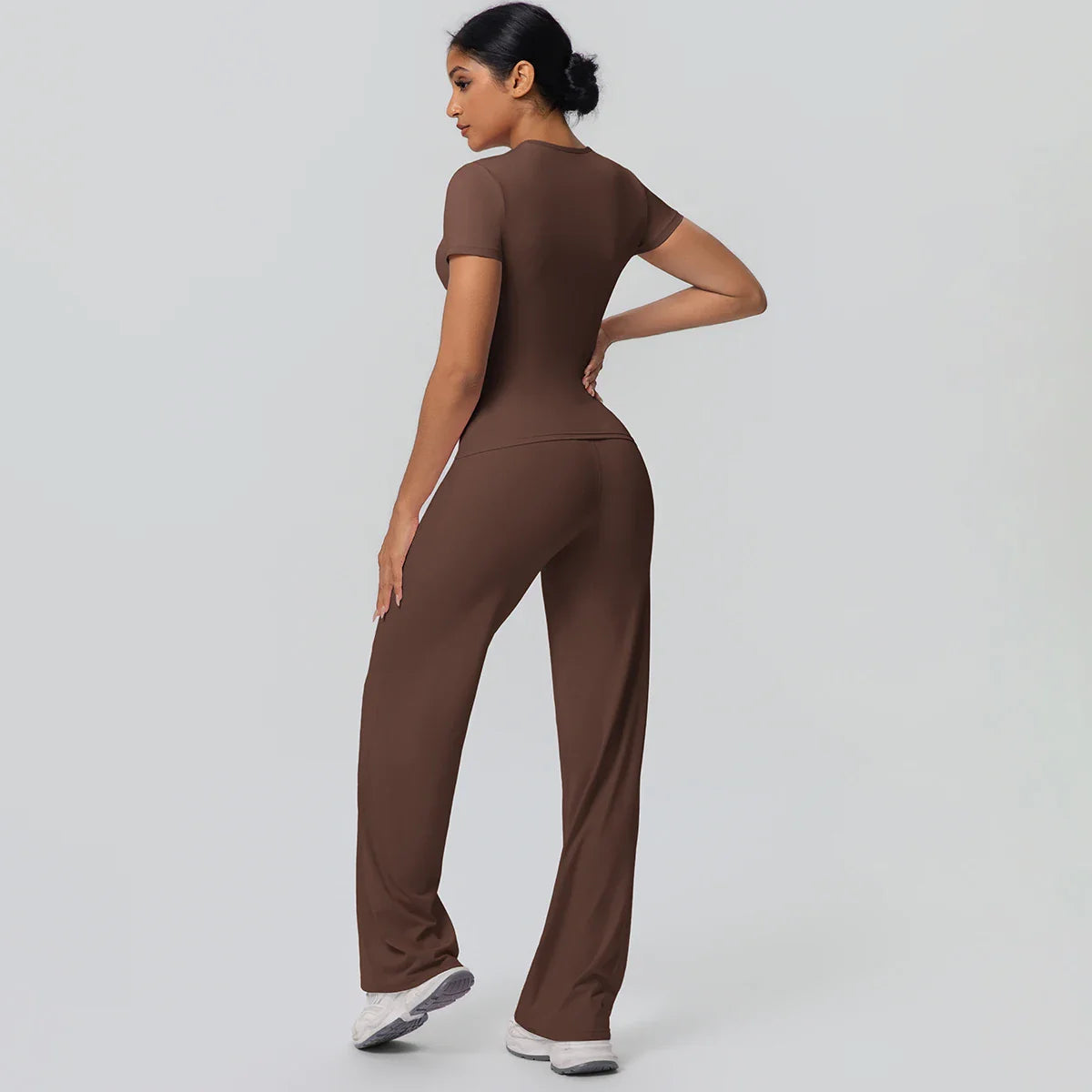 Fitness Sports Workout Yoga Set for Women Naked Feel Slim Casual Workout Top T-Shirt Quick Drying Push Up Running Pants Yoga Set