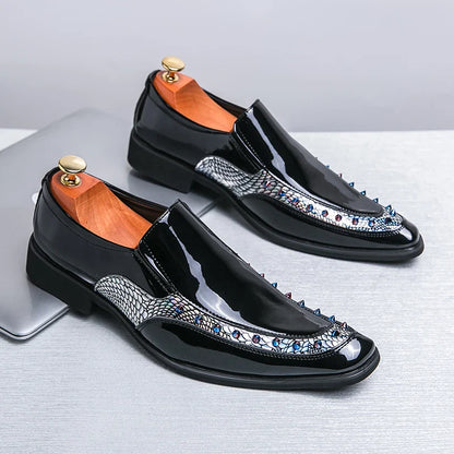 Pink Mens Patent Leather Shoes Designer High Quality Pointed Chelsea Formal Shoes Man Dress Wedding Party Shoes Men