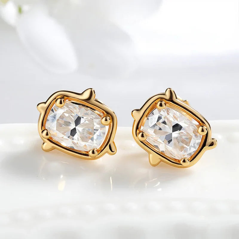 Trendy 18k Plated All 2CTTW Moissanite Stud Earrings for Women Unique Wedding Party Birthday Gift S925 Sterling Silver