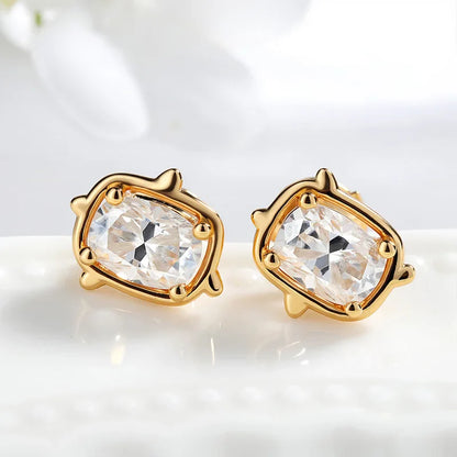 Trendy 18k Plated All 2CTTW Moissanite Stud Earrings for Women Unique Wedding Party Birthday Gift S925 Sterling Silver