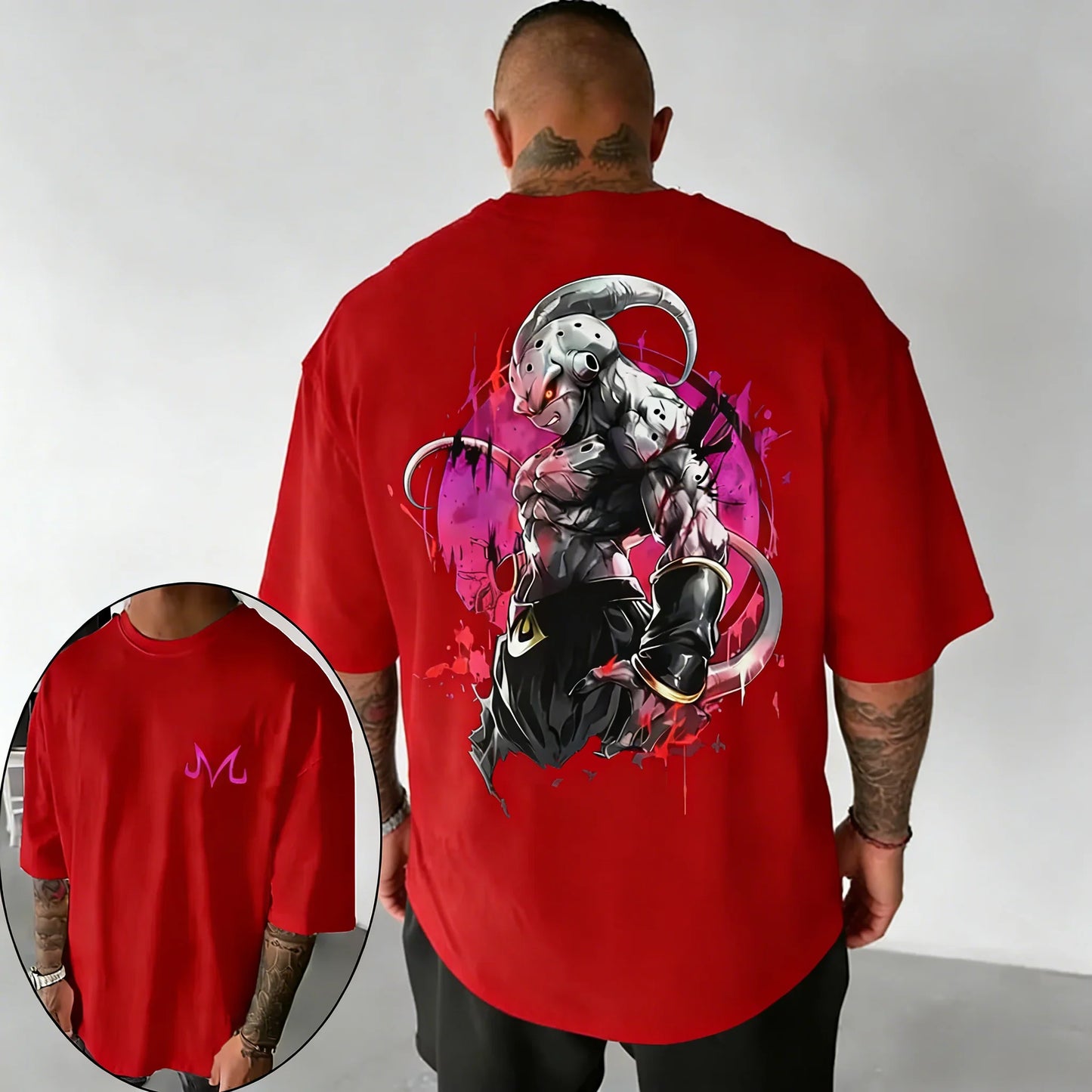 Anime Oversized Cotton T-shirt Summer New Majin Buu Print Neutral Street Hip-hop Loose Casual Short Sleeved Top