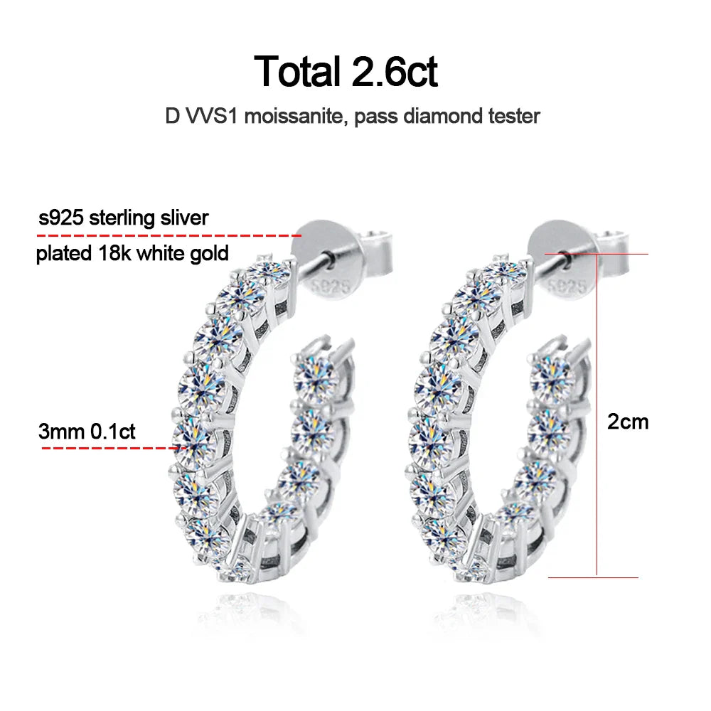 D VVS1 Moissanite Earring 925 Sterling Silver Plated 18k White Gold Fine Jewelry with GRA Wedding Earrings for Women