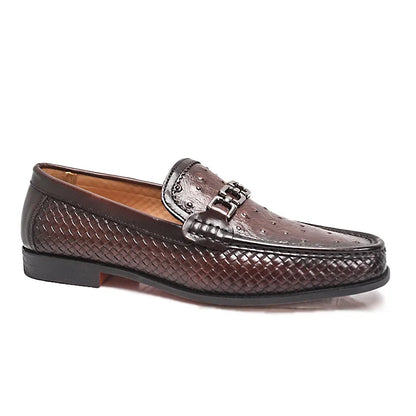 Men's Pointed Toe Formal Leather Shoes Non-Slip Comfortable Handmade Military Style Banquet Shoes with Metal Buckles