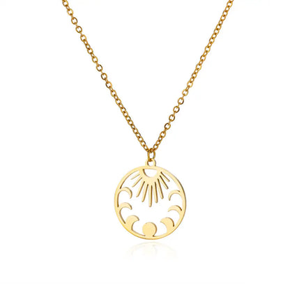 Stainless Steel Love Heart Pendant Necklace For Women Fashion Gold Color Flower Necklace Couple Aesthetic Jewelry Accessories