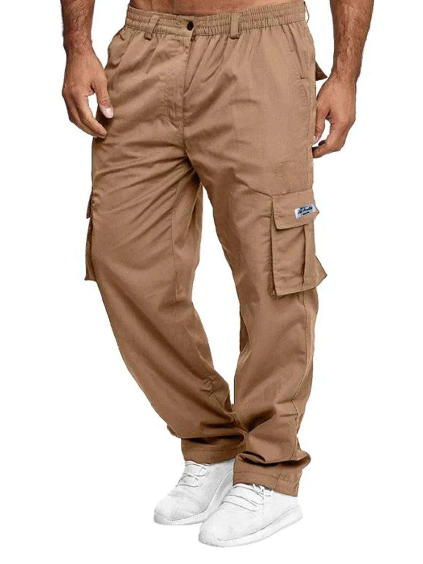 Men's Cargo Trousers Casual Multi-pocket Loose Straight Trousers Stretch-waist Spring Autumn Street Outdoor Sports Fitness Pants