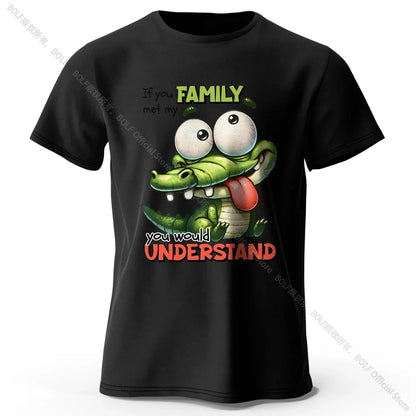Cartoon Alligator Print 100% Cotton T-Shirt, Soft & Breathable Round Neck Short Sleeve Tee, Unisex Fun & Quirky Style