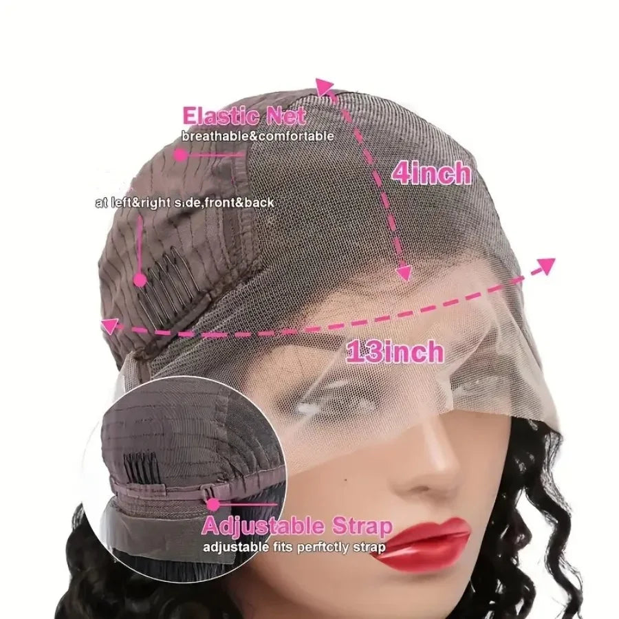 200% Deep Wave Lace Front Wig Human Hair 13X4 HD Transparent Curly Lace Front Wig Human Hair Wig Brazilian Pre Plucked