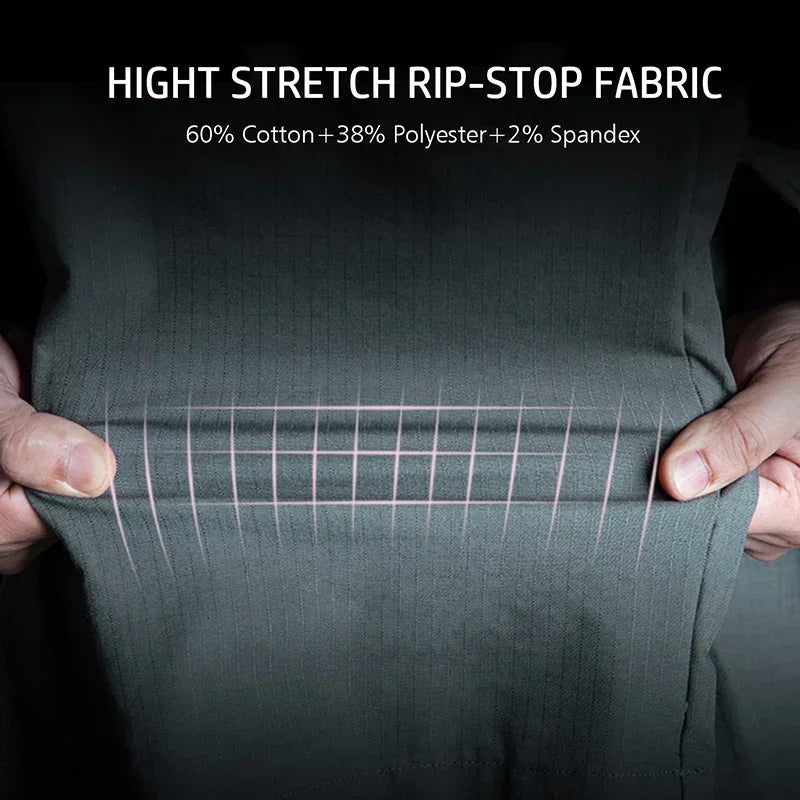 Stretch Hiking Pants Men Water Resistant Rip Stop Cotton Outdoor Work Cargo Pants Multi-Pocket Lightweight Combat Tactical Pants