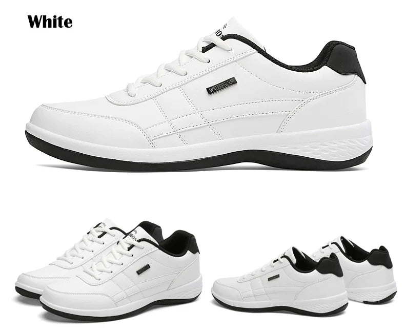 Calçados Masculinos Tênis Impermeáveis de Caminhada Primavera Outono Lazer Sapatos Esportivos de Couro Masculino Antiderrapantes Tênis para Homens